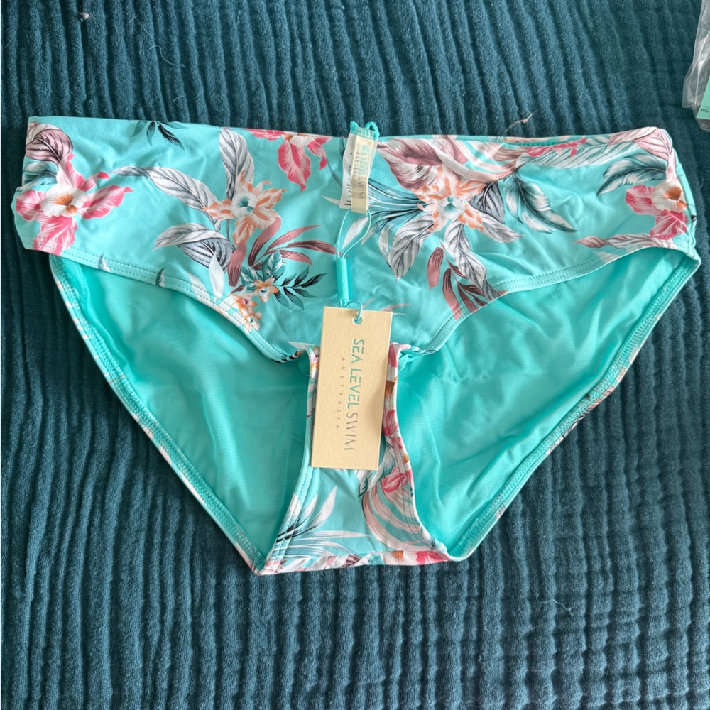 Sea Level Swim Australia Floral Bikini Bottom in Teal and Pink
